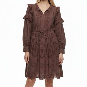 New H&M Eyelet Burgundy Dress Size 4